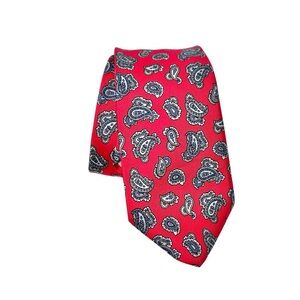 Vintage Mario Valentino Italian Silk Necktie Red Blue Paisley Made in the USA
